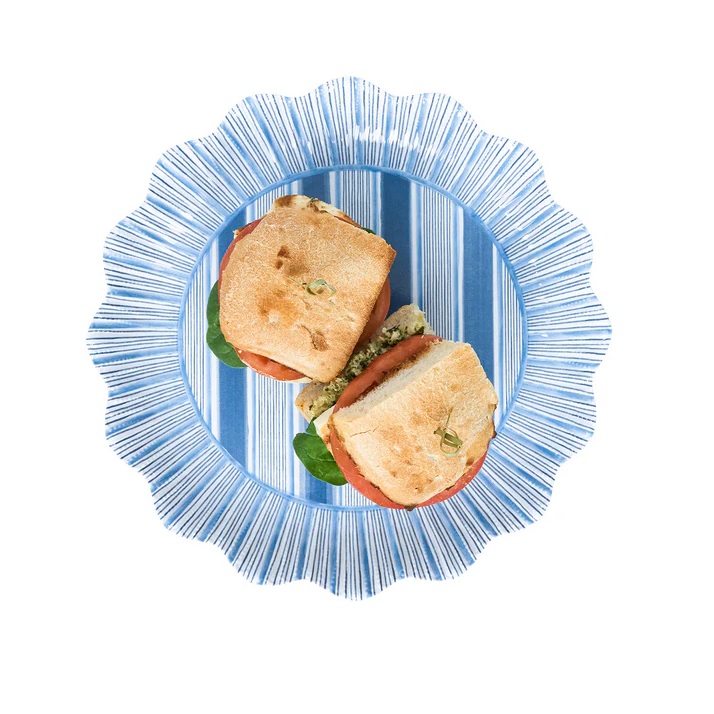 Juliska Cabana Stripe Melamine Dinner Plate - Ocean