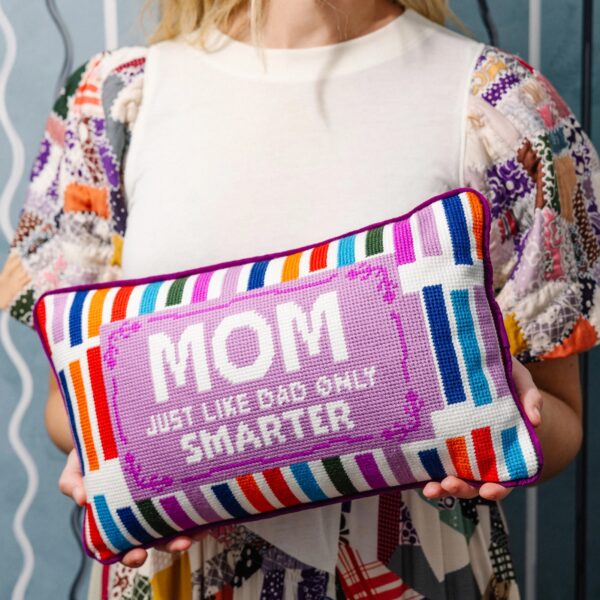 Mom Rules Needlepoint Pillow