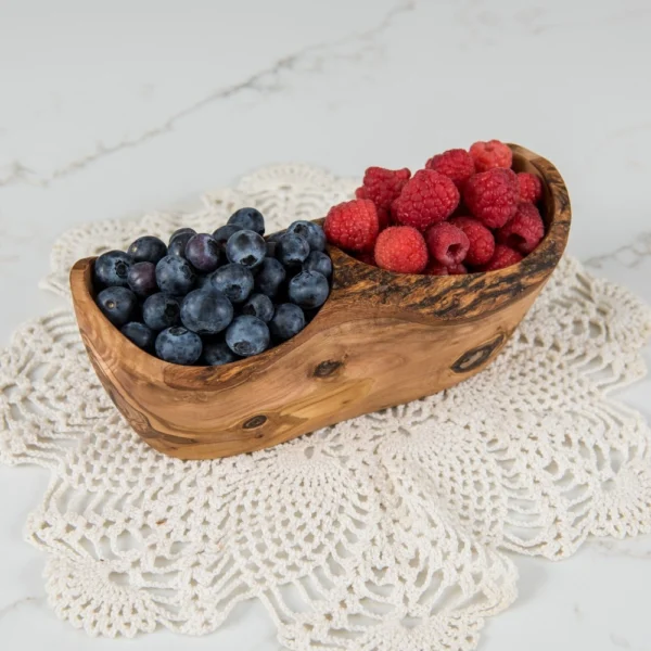 Olive Wood Rustic 2 Section Dish2