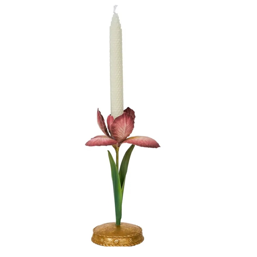 Meadow Walk Iris 9" Candlestick - Pink