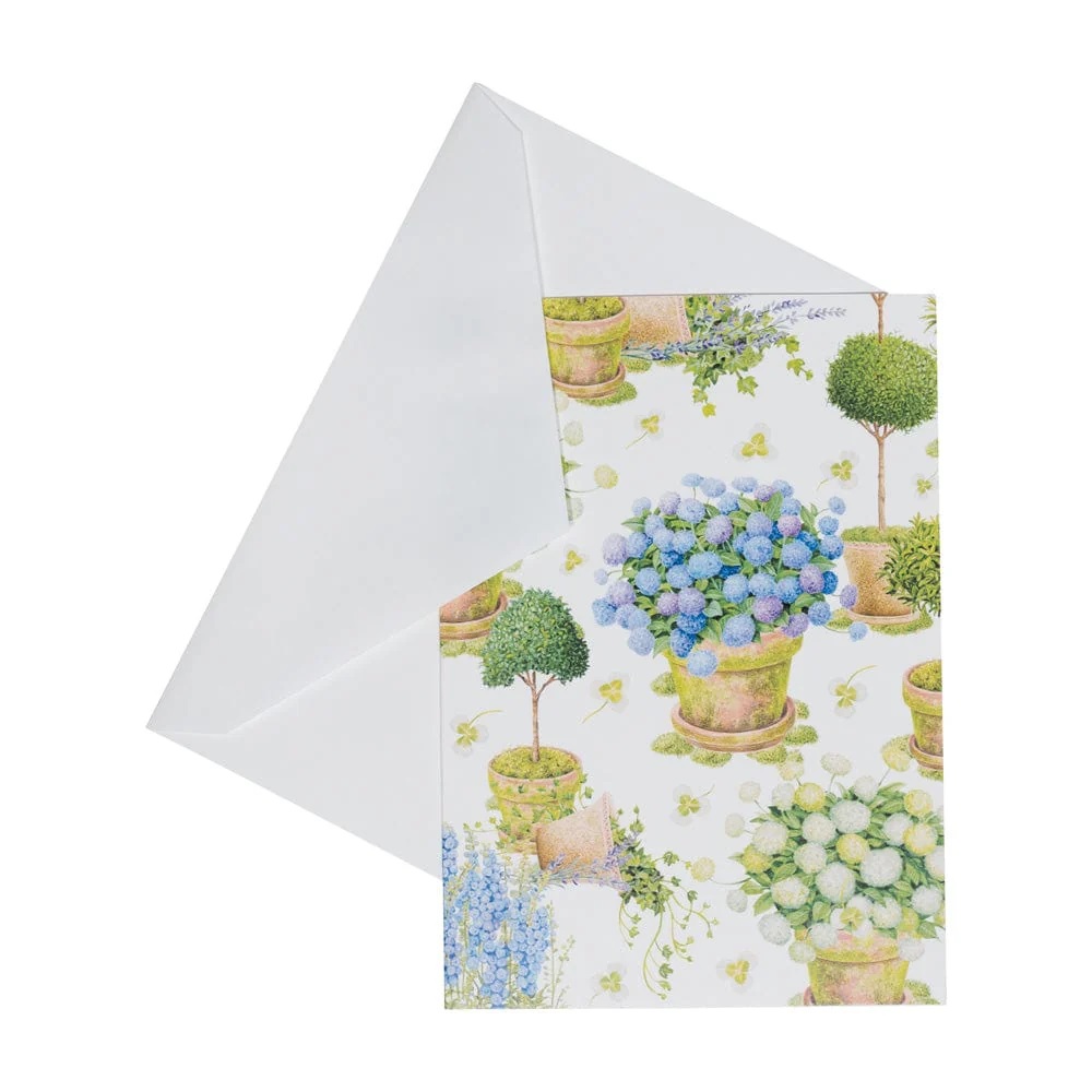 Caspari Potted Hydrangeas Boxed Note Cards