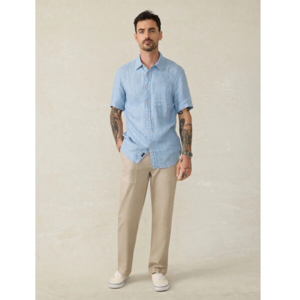 Faherty Short-Sleeve Palma Linen Shirt - Blue Basketweave