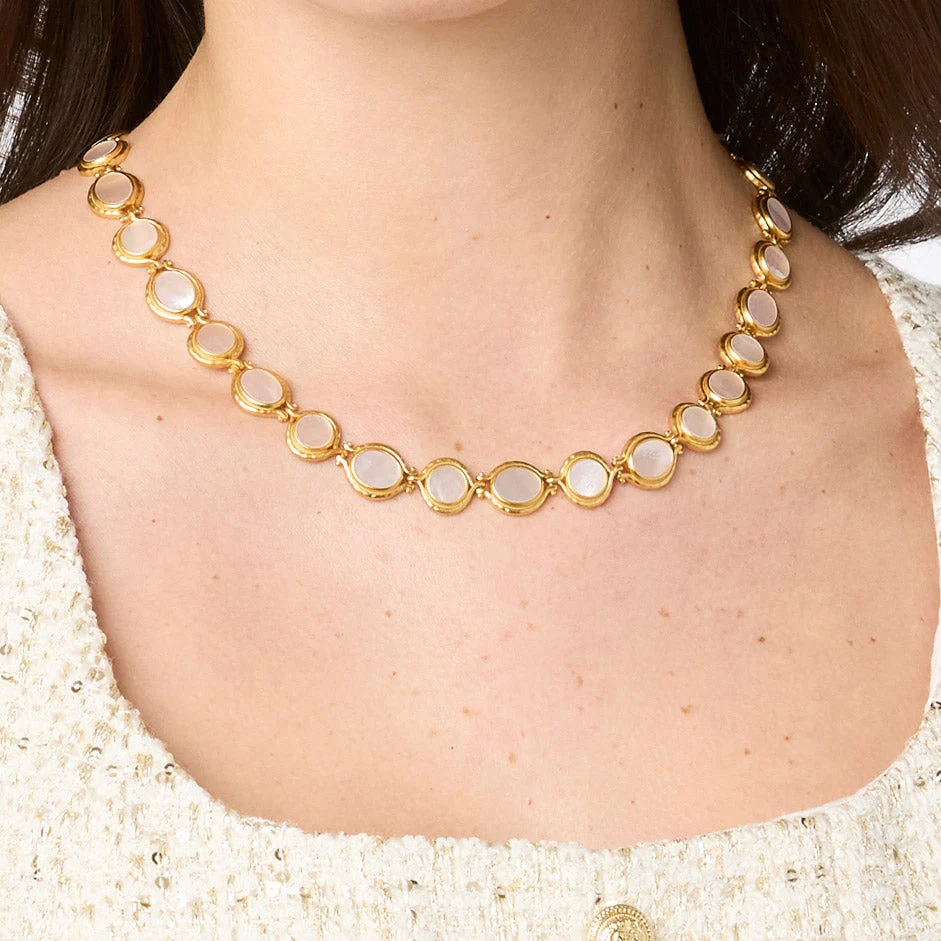 Julie Vos Saratoga Tennis Necklace - Mother of Pearl