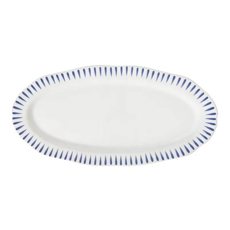 Juliska Sitio Stripe 15" Hostess Tray - Delft Blue