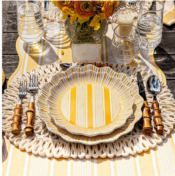 Juliska Cabana Stripe Melamine Salad Plate - Sunshine