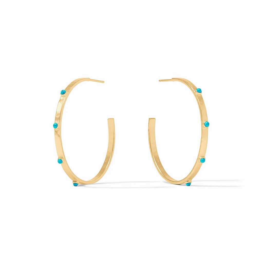 Julie Vos Crescent Stone Hoop Earrings - Turquoise Blue