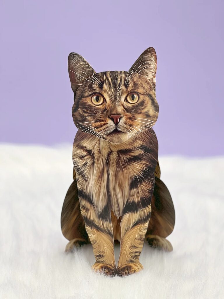 Brown Tabby Cat Pop-Up Card