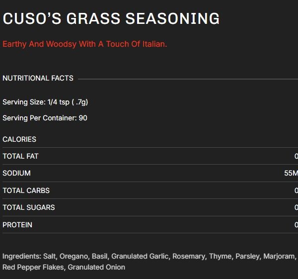 Cuso’s Grass Seasoning