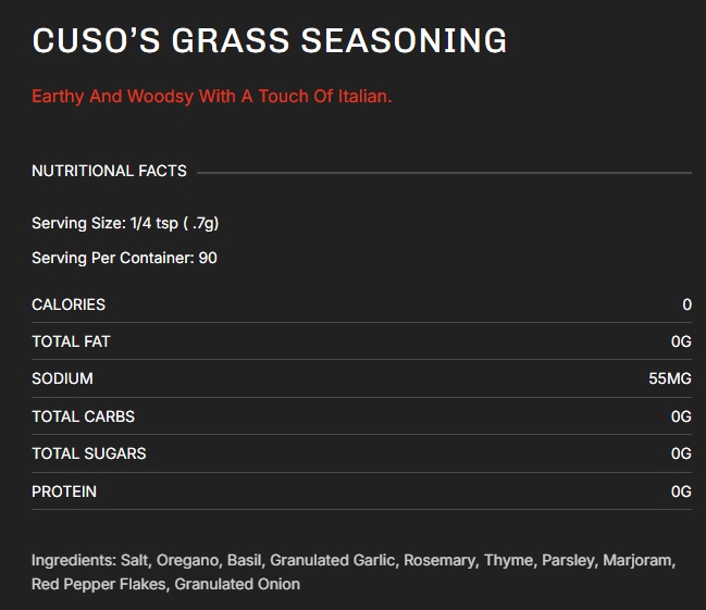 Cuso’s Grass Seasoning