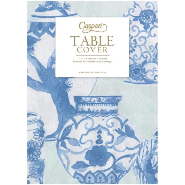 Caspari Glazed Porcelain Celadon Paper Linen Table Cover