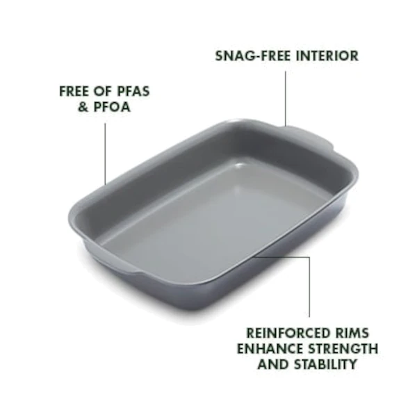 GreenPan Premiere Ceramic Nonstick 13" x 9" Rectangular Baker - Gray