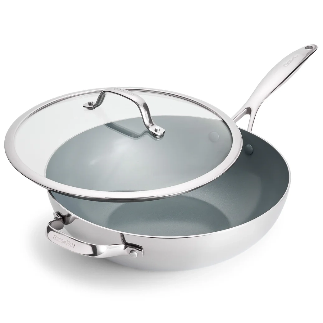GreenPan Valencia Pro Stainless Steel 12in Wok with Lid