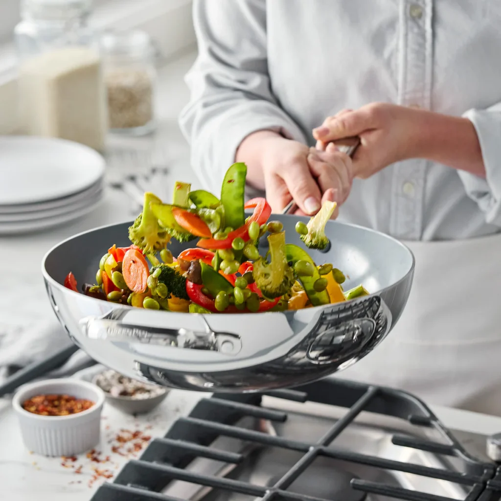 GreenPan Valencia Pro Stainless Steel 12in Wok with Lid2