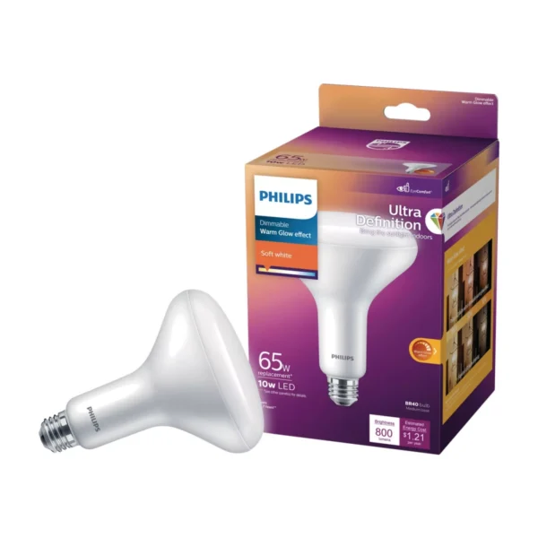 Philips Warm Glow 65W Equivalent BR40 Dimmable LED Floodlight Bulb