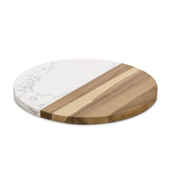 Round Cultured Marble & Wood Cheese Board