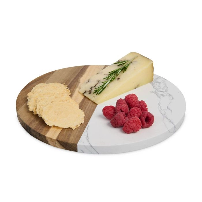 Round Cultured Marble & Wood Cheese Board2