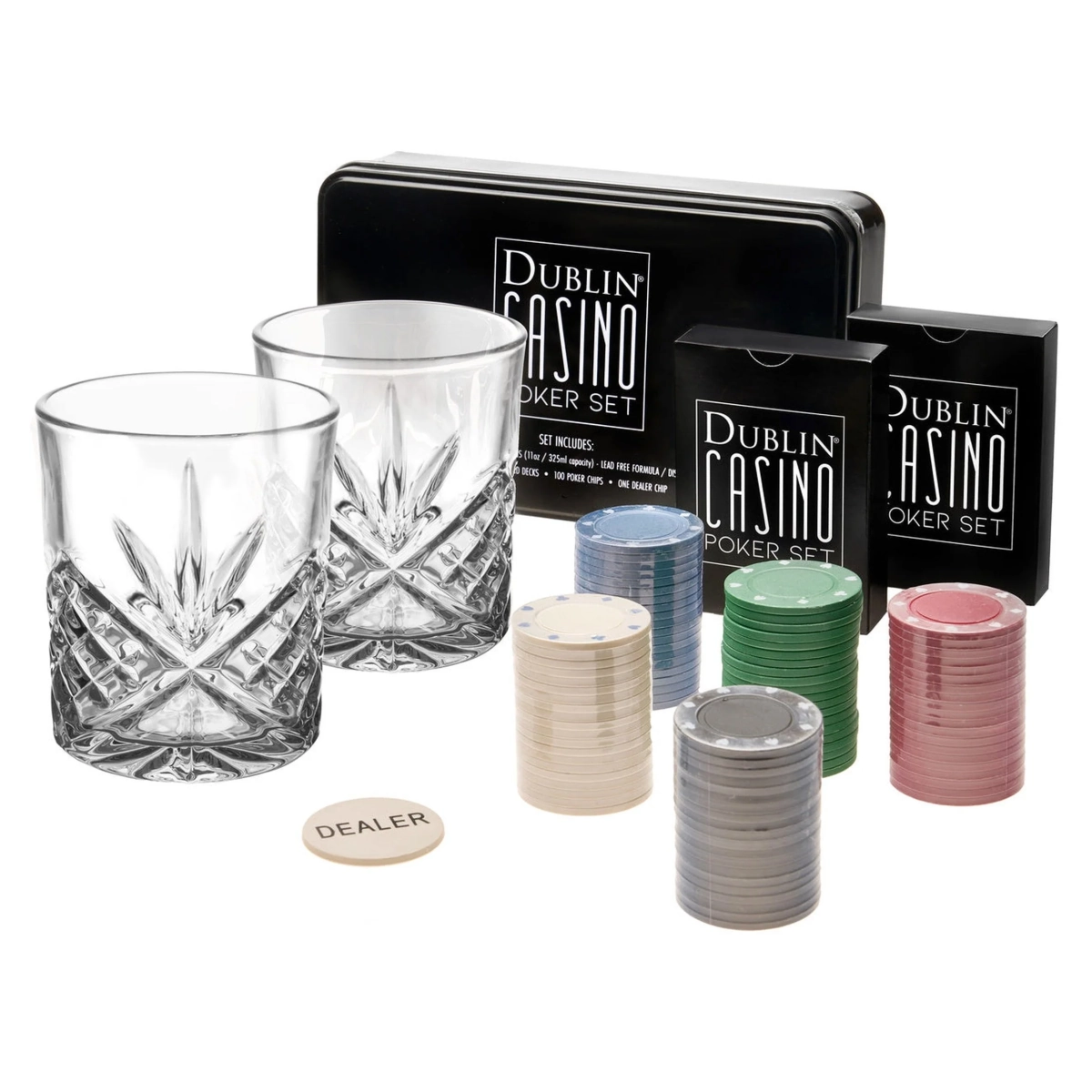 Godinger Dublin Crystal Casino Poker Set