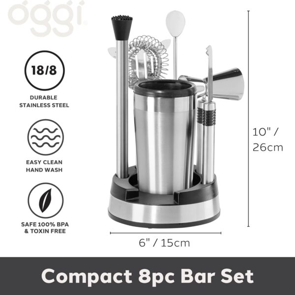 OGGI Compact Stainless Steel 8-Piece Bar Tool Set