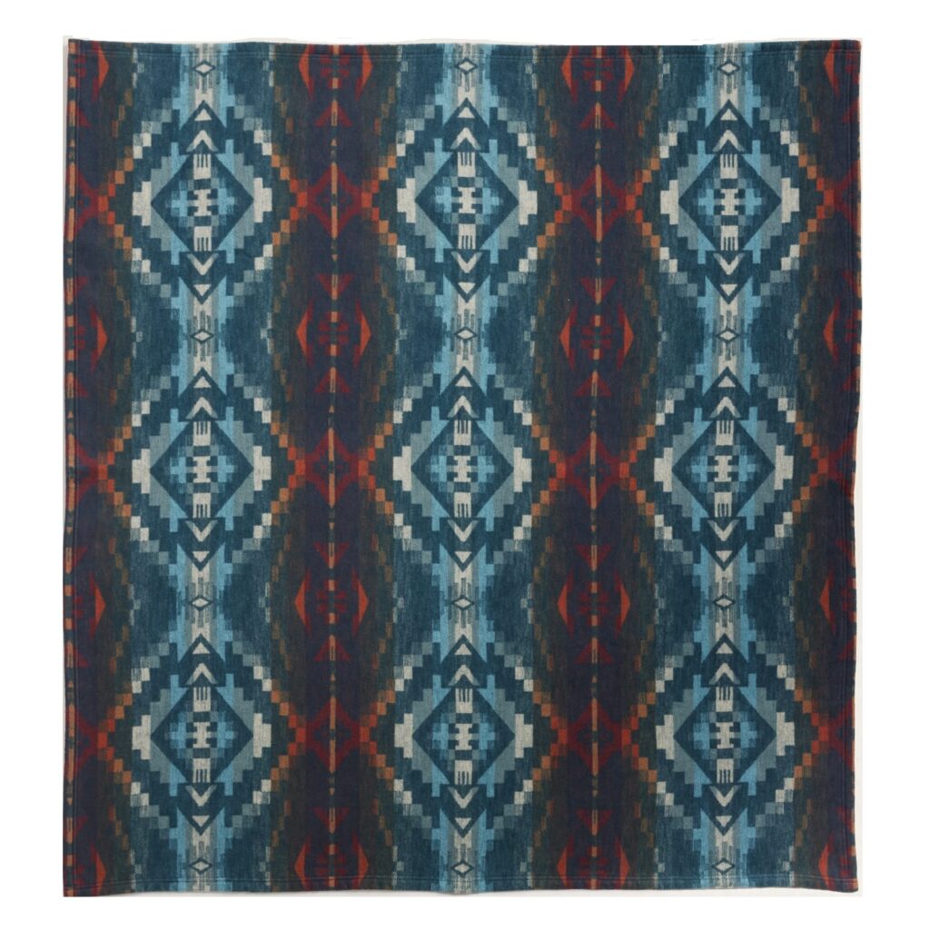 Pendleton Carico Lake/Stripe Organic Cotton Throw Set - Marine/Shale