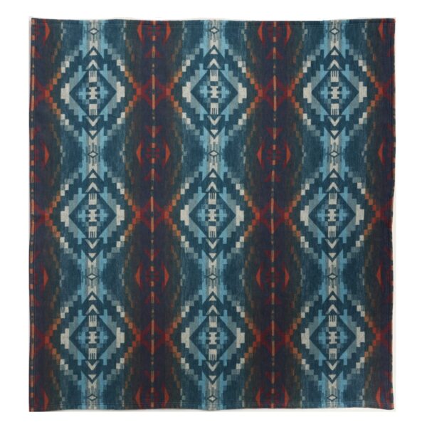 Pendleton Carico Lake/Stripe Organic Cotton Throw Set - Marine/Shale