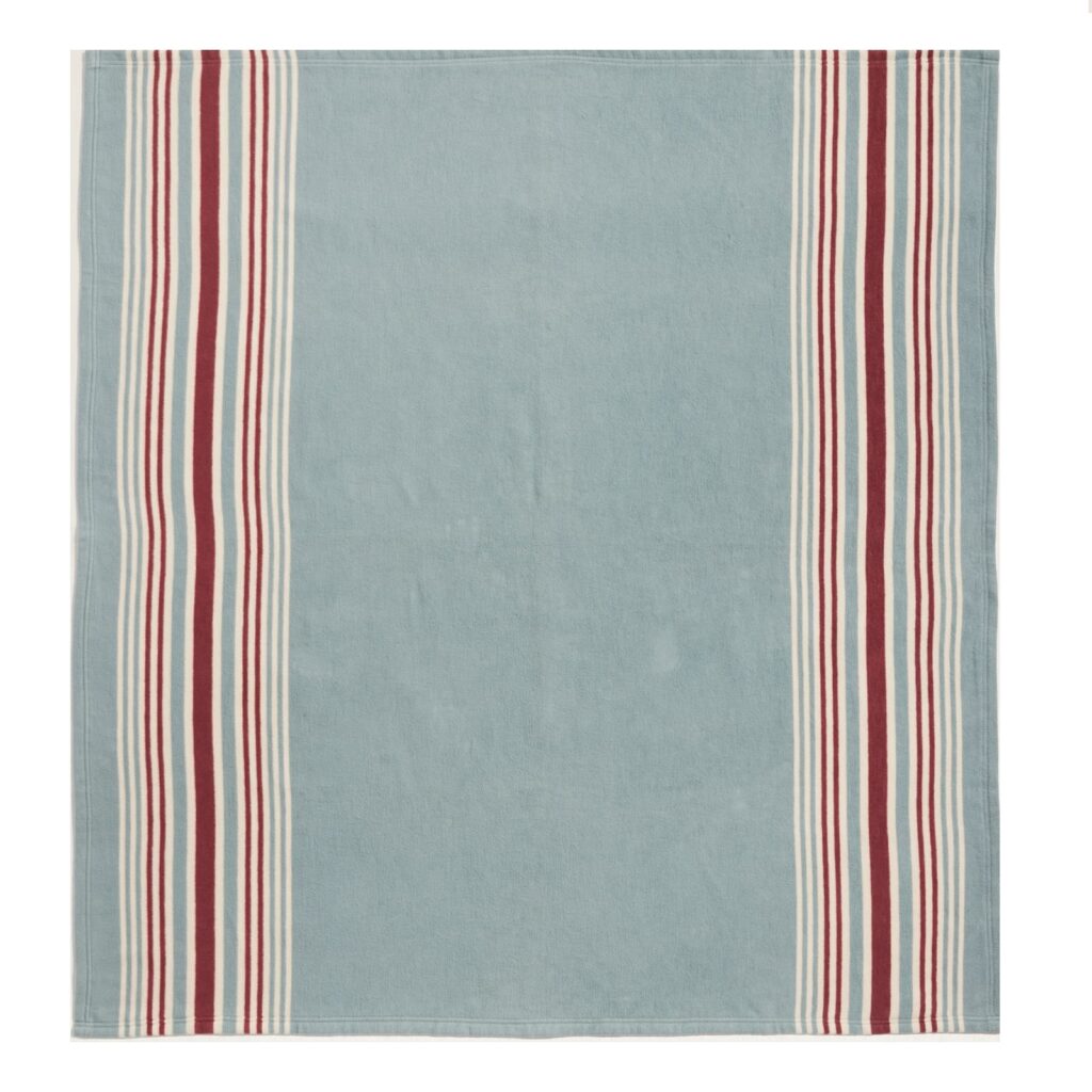 Pendleton Carico Lake/Stripe Organic Cotton Throw Set - Marine/Shale
