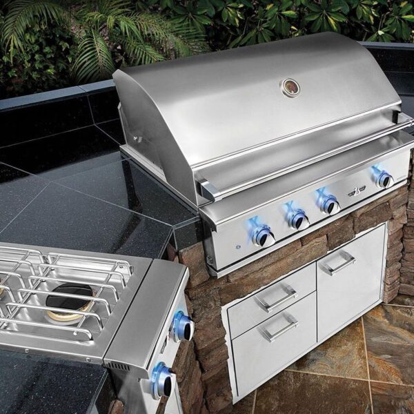 Delta Heat 38-Inch 3-Burner Built-In Gas Grill with Sear Zone & Rotisserie Kit (White Panel)(Available in Natural Gas or Liquid Propane)