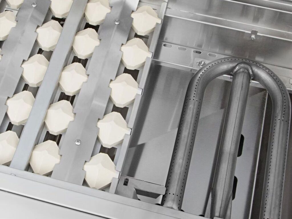 Delta Heat 38-Inch 3-Burner Built-In Gas Grill with Sear Zone & Rotisserie Kit (White Panel)(Available in Natural Gas or Liquid Propane)