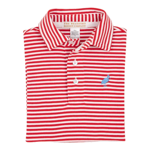 Prim & Proper White Polo - Red Stripe