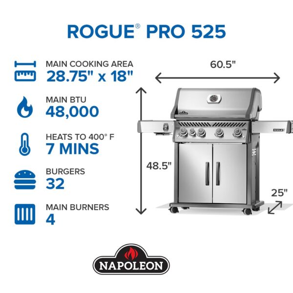 Napoleon Rogue PRO 525 SIB with Infrared Side Burner (Liquid Propane)