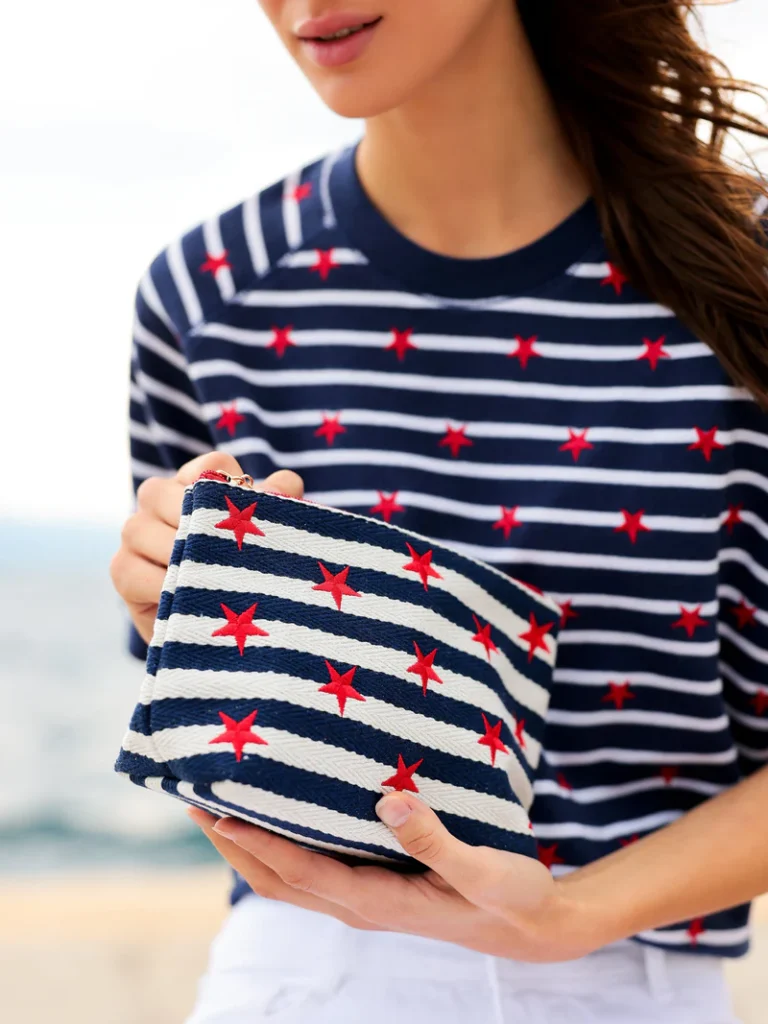 Shiraleah Morgan Stars Large Zip Pouch - Navy2
