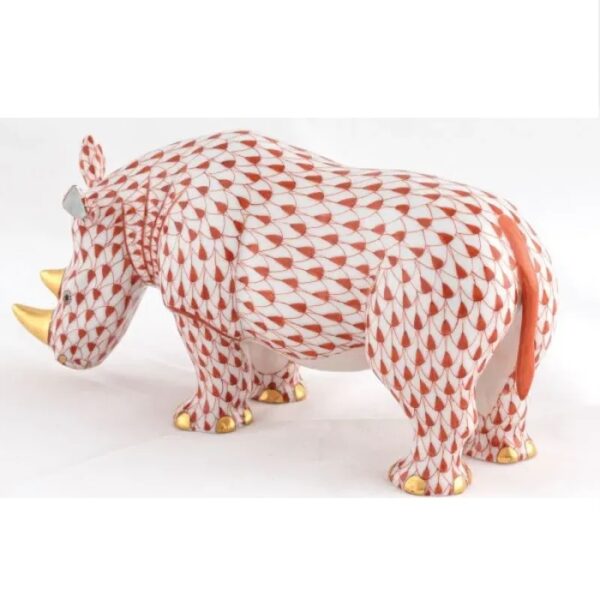 Herend Standing Rhinoceros - Rust