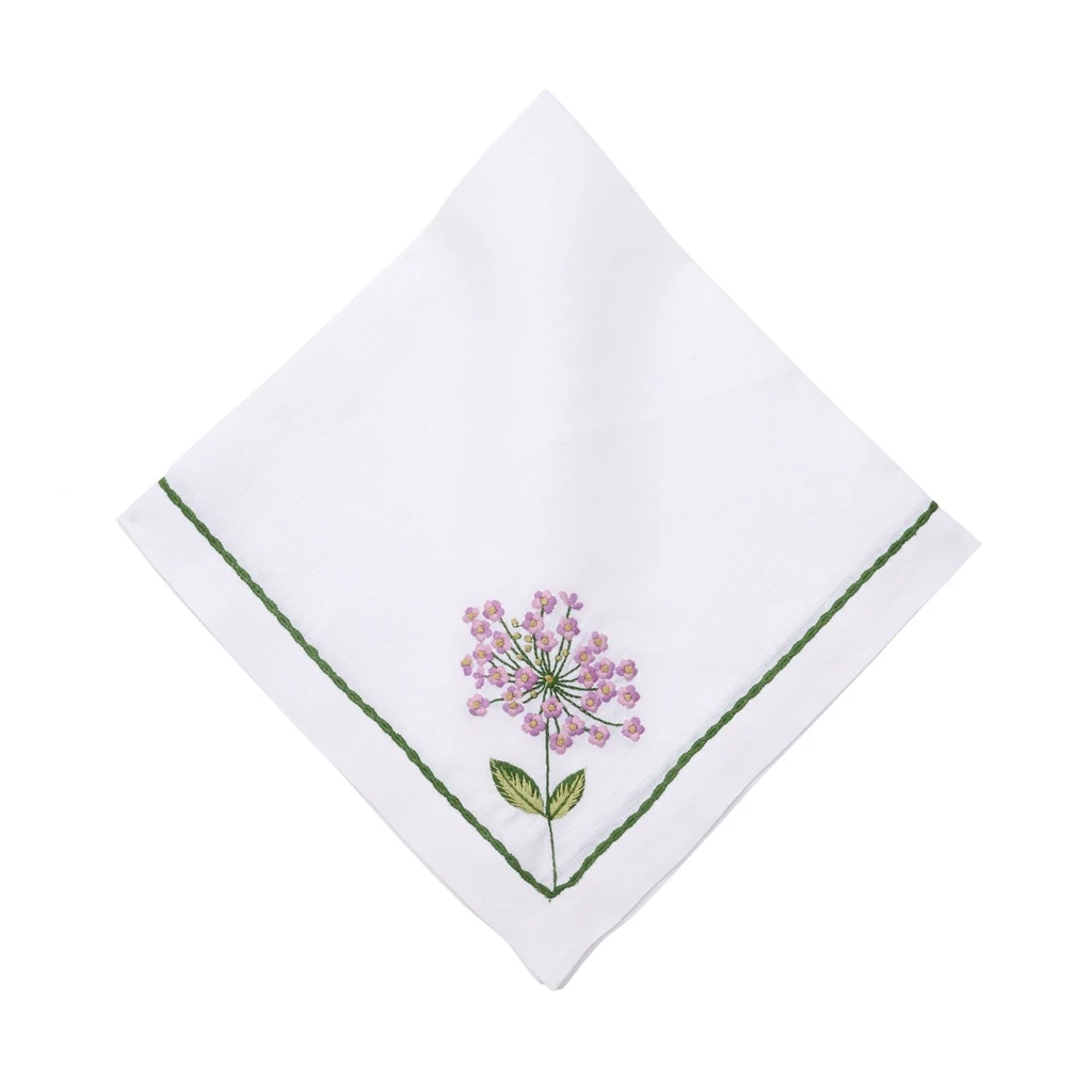 Deborah Rhodes 22" Flower Embroidery Napkin - Purple