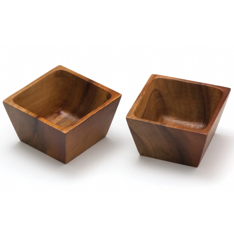 Lipper Acacia Square Pinch Bowls, Set of 2