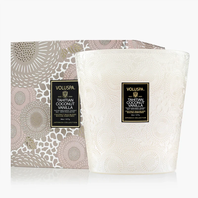 Voluspa Tahitian Coconut Vanilla 3 Wick Hearth Candle