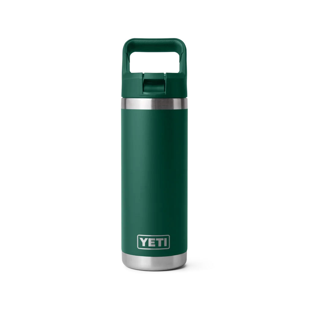 Yeti Rambler 18oz Water Bottle with Color Matched Straw Cap - Black Forest Green