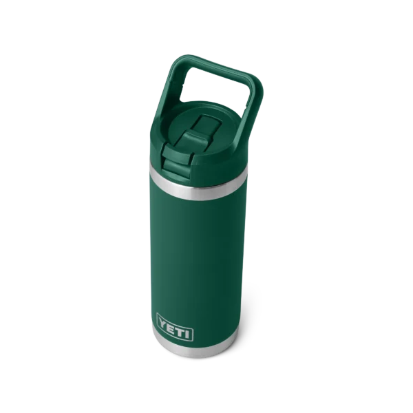 Yeti Rambler 18oz Water Bottle with Color Matched Straw Cap - Black Forest Green