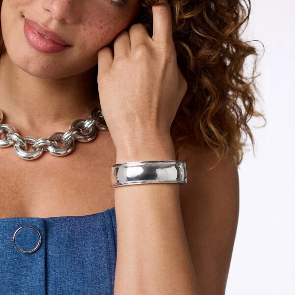 Julie Vos Cannes Statement Hinge Bangle - Silver