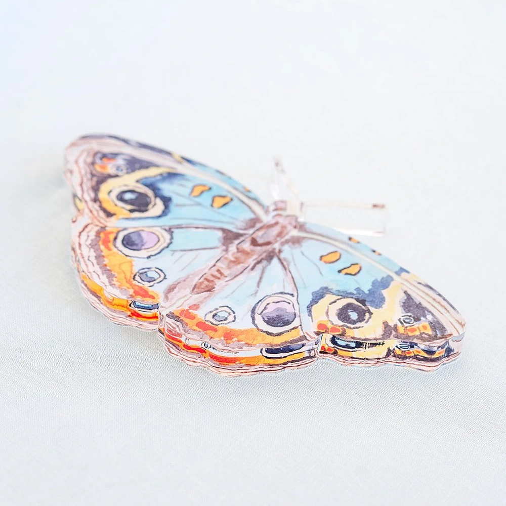 Catherine Cartie - Blue and Orange Butterfly Acrylic Art Block Large