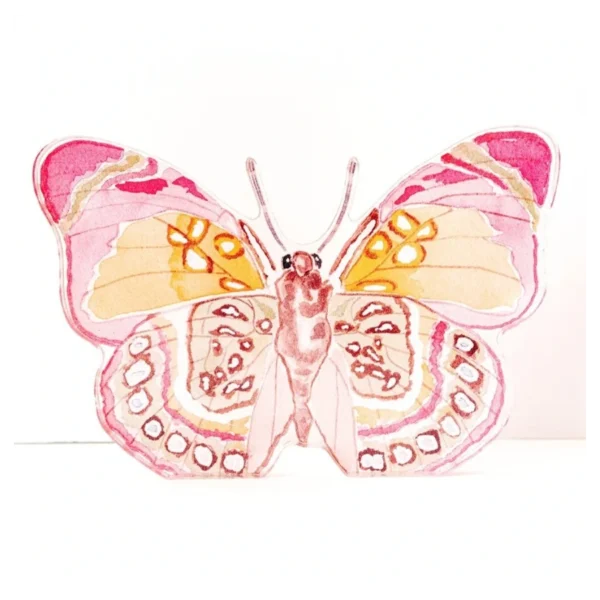 Catherine Cartie - Pink and Green Butterfly Acrylic Art Block Large