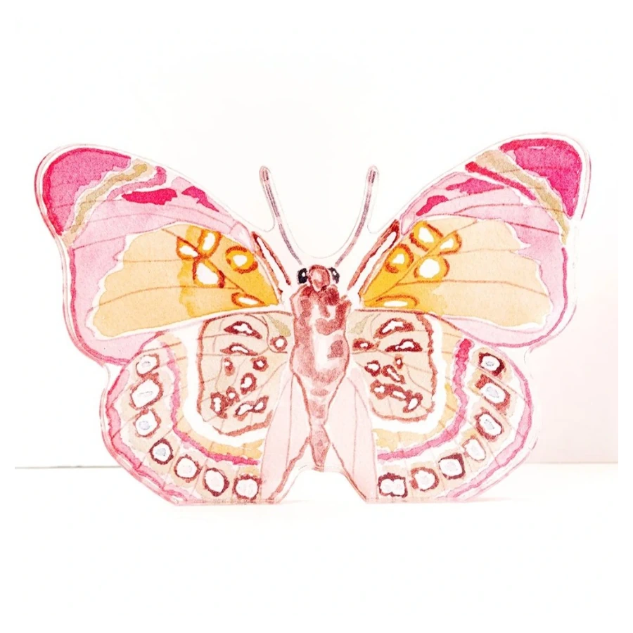 Catherine Cartie - Pink and Green Butterfly Acrylic Art Block Large