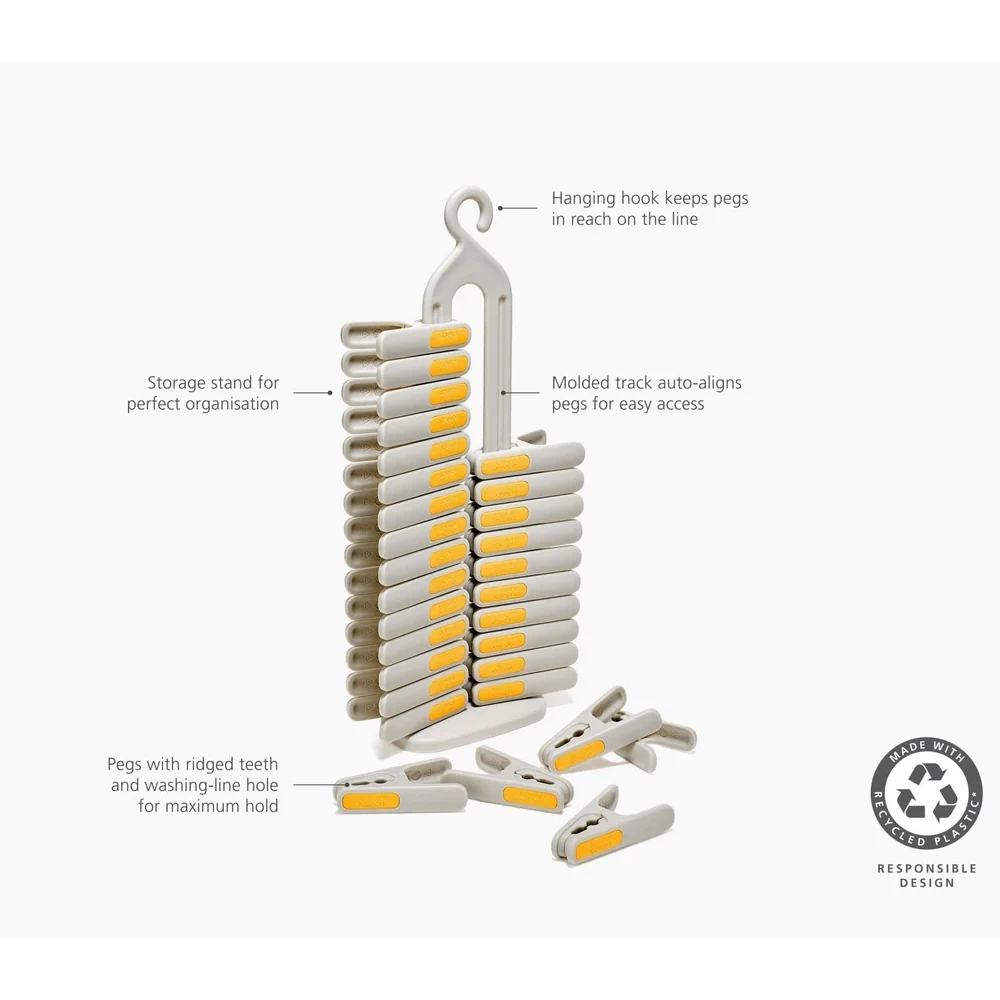 Joseph Joseph PegStore 30-Piece Clothespin Set With Storage Stand