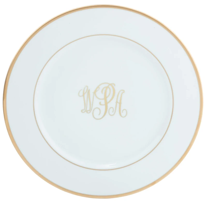 Pickard - Ultra White Signature Monogram Gold Charger