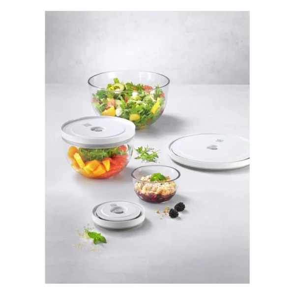 Zwilling Fresh & Save Bowls Vacuum Bowl Set S/M/L / 6-pc, Glass - Transparent-White