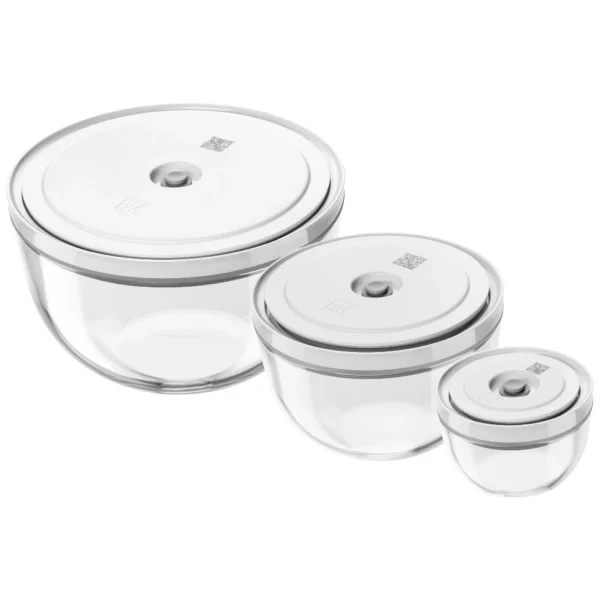Zwilling Fresh & Save Bowls Vacuum Bowl Set S/M/L / 6-pc, Glass - Transparent-White