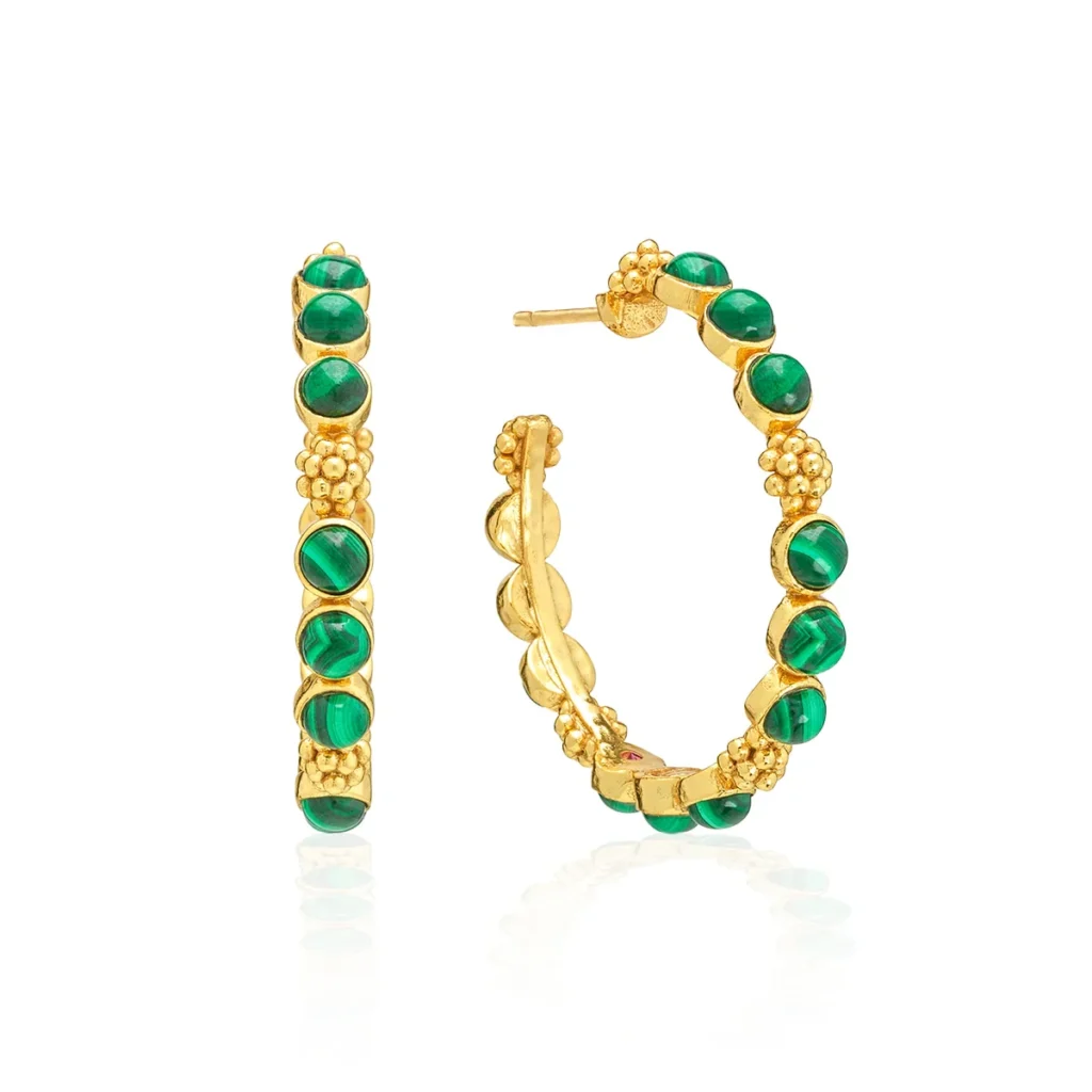Capucine De Wulf Berry Gem Medium Hoop Earrings - Malachite