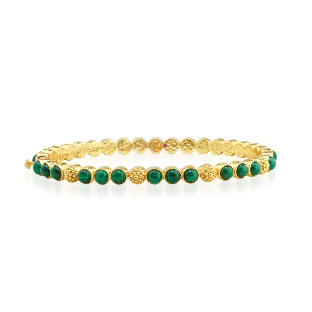 Capucine De Wulf Berry Gem Petite Hinged Bangle - Malachite Capucine De Wulf Berry Gem Petite Hinged Bangle - Malachite