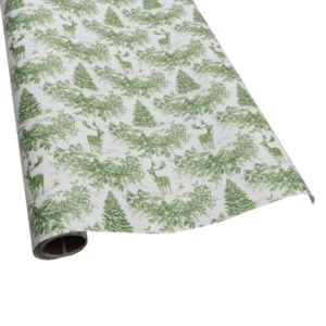 Caspari Christmas Toile Green Roll Wrap
