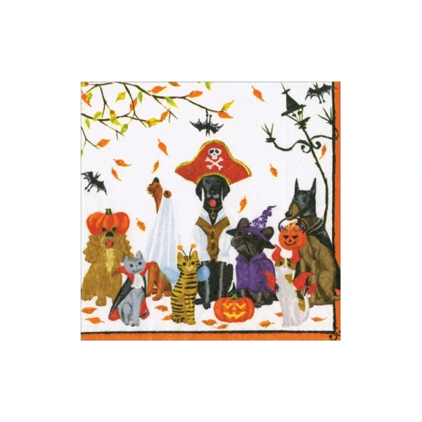Caspari Halloween Pets Recycled Cocktail Napkins