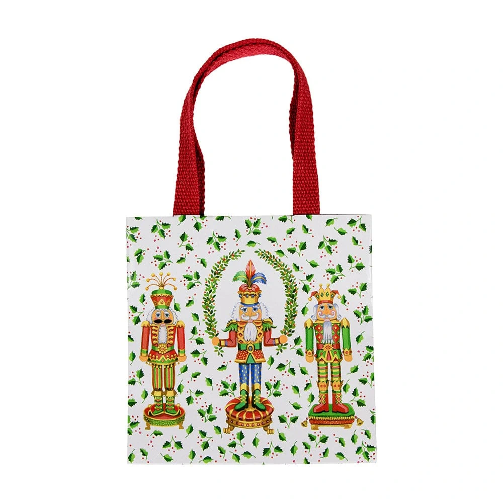 Caspari Nutcracker Christmas White Gift Bag - Small
