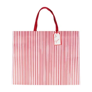 Caspari Stripes For Days Red & White Gift Bag - Jumbo